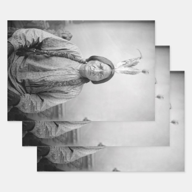 Lakota Leader Sitting Bull Native American Indian  Wrapping Paper Sheet (Set)