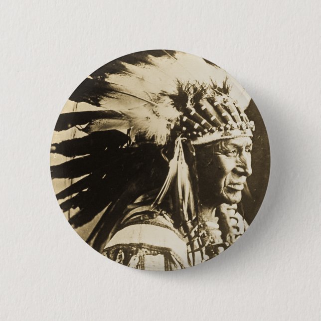 Lakota Sioux Chief White Swan 6 Cm Round Badge (Front)
