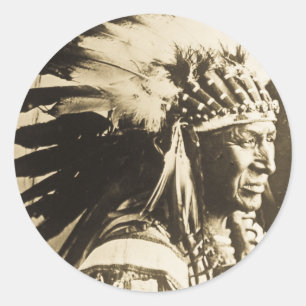 Lakota Sioux Chief White Swan Classic Round Sticker