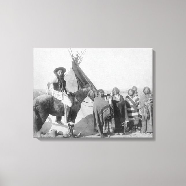 Lakota Women with Infants and Man on Horseback Canvas Print (Front)