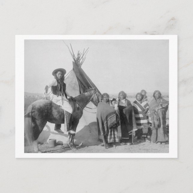 Lakota Women with Infants and Man on Horseback Postcard (Front)