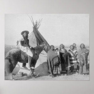 Lakota Women with Infants and Man on Horseback Poster
