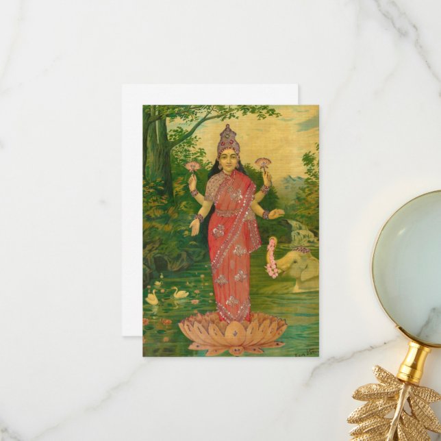 Lakshmi by Raja Ravi Varma Thank You Card (Front/Back In Situ)