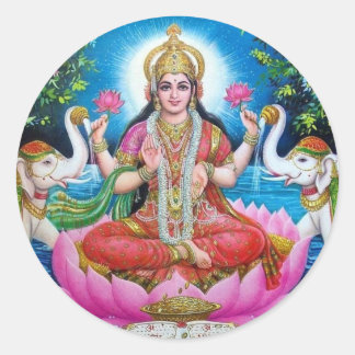 Lakshmi Goddess of Love, Prosperity, and Wealth Classic Round Sticker