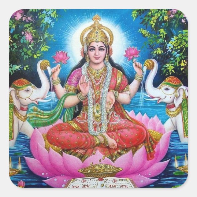 Lakshmi Goddess of Love, Prosperity, and Wealth Square Sticker (Front)