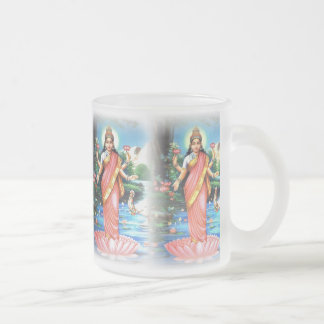 LAKSHMI Goddess of Wealth and Prosperity Frosted Glass Coffee Mug
