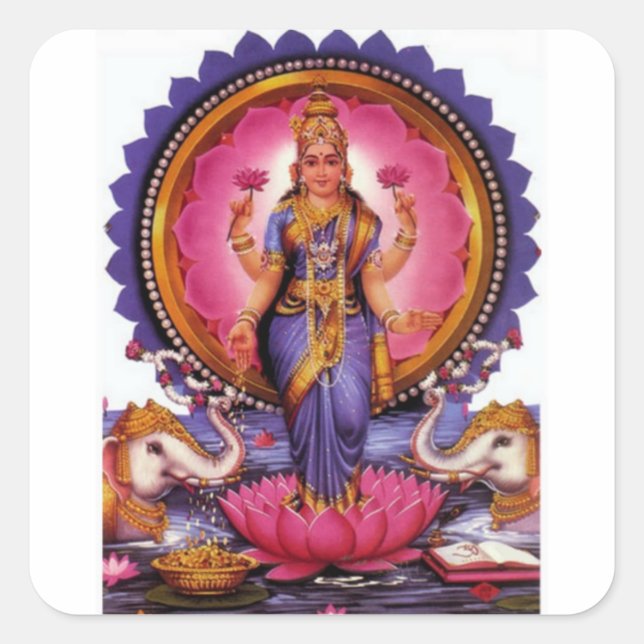 Lakshmi - Goddess of Wealth, Happiness, and Beauty Square Sticker (Front)