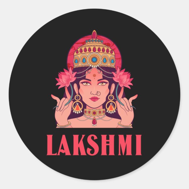 Lakshmi is the goddess of good fortune classic round sticker (Front)