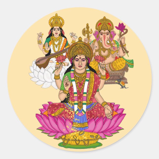 Lakshmi Saraswati Ganesha Stickers (Front)