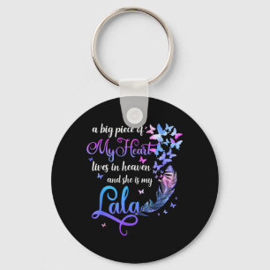 Lala Lives in Heaven Memorial Grandma Grandchild Key Ring