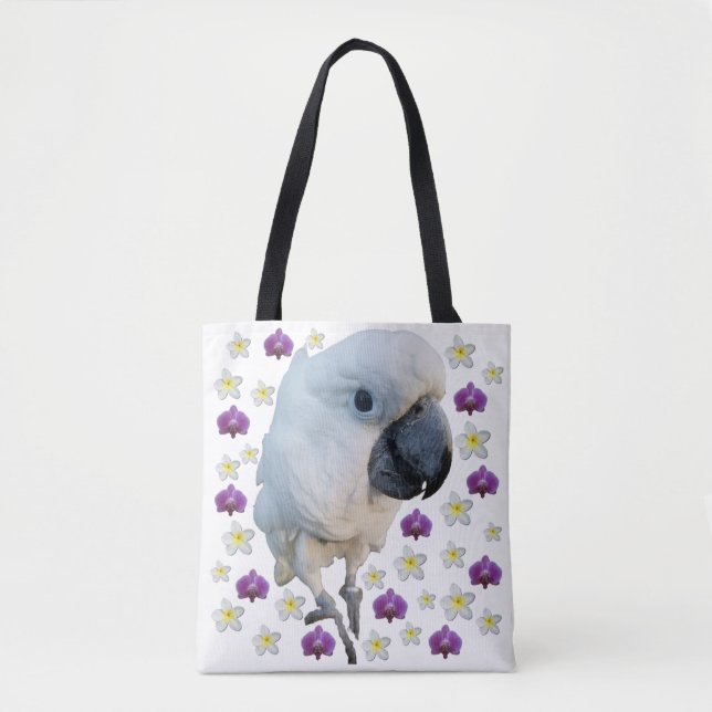 Lala the Cockatoo Floral Tote Bag (Front)