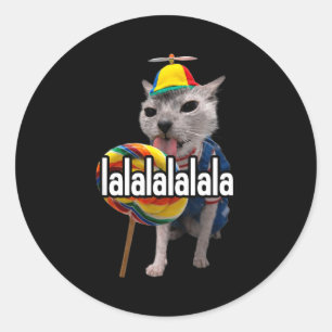 Lalalala Funny Silly Cat With Lollipop Meme Men Wo Classic Round Sticker