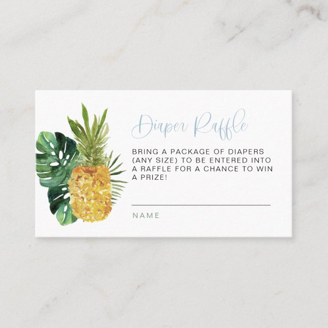LALANI Blue Luau Tropical Diaper Raffle Card (Front)
