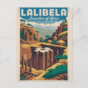 Lalibela Ethiopia Retro Travel Poster Art Holiday Postcard