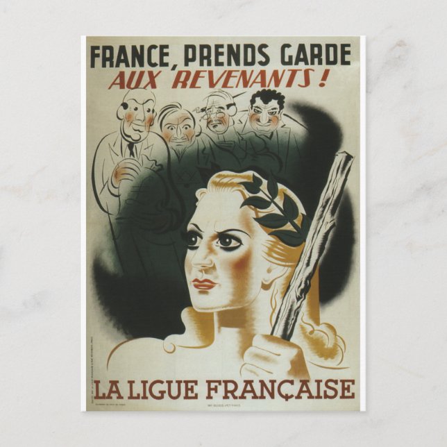 Laligue Francaise Propaganda Poster Postcard (Front)