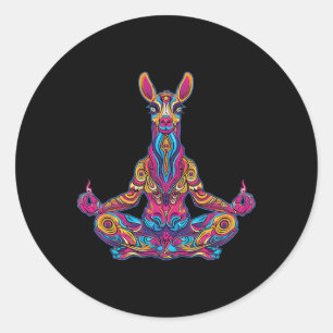 Lama Alpaca Meditating Trippy Psychedelic Funny Yo Classic Round Sticker