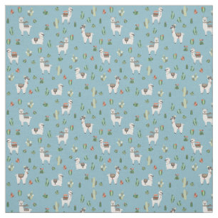 Lama and cactus pattern fabric