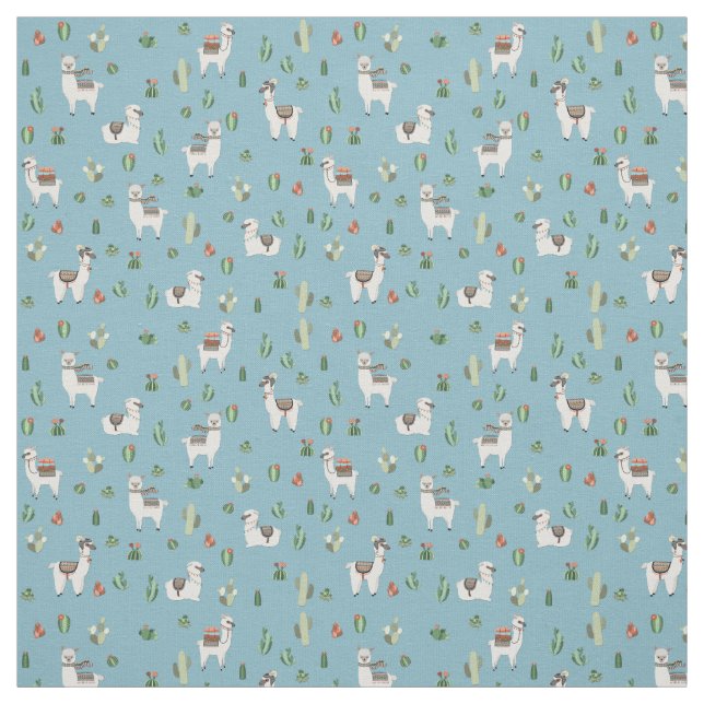 Lama and cactus pattern fabric (Swatch)
