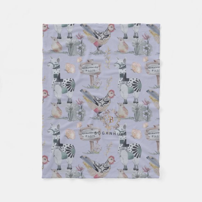 Lama Chicken Boganhues Farm print Baby Blanket (Front)