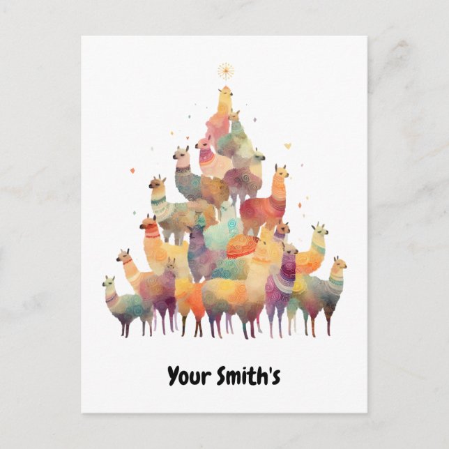 lama Christmas Holiday Postcard (Front)