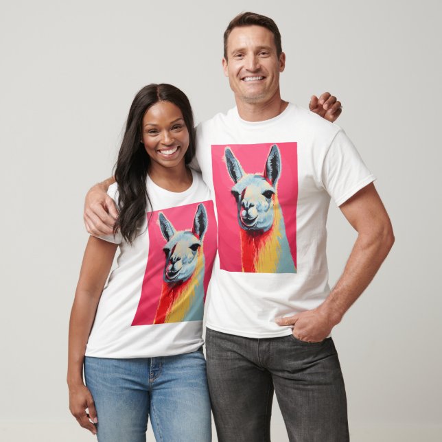 Lama face colours, hand drawn silk screen T-Shirt (Unisex)
