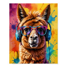 Lama in headphones