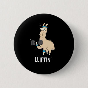 Lama in the gym - lifting weights 6 cm round badge