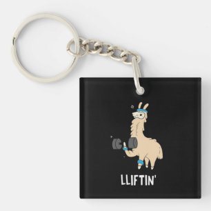 Lama in the gym - lifting weights key ring