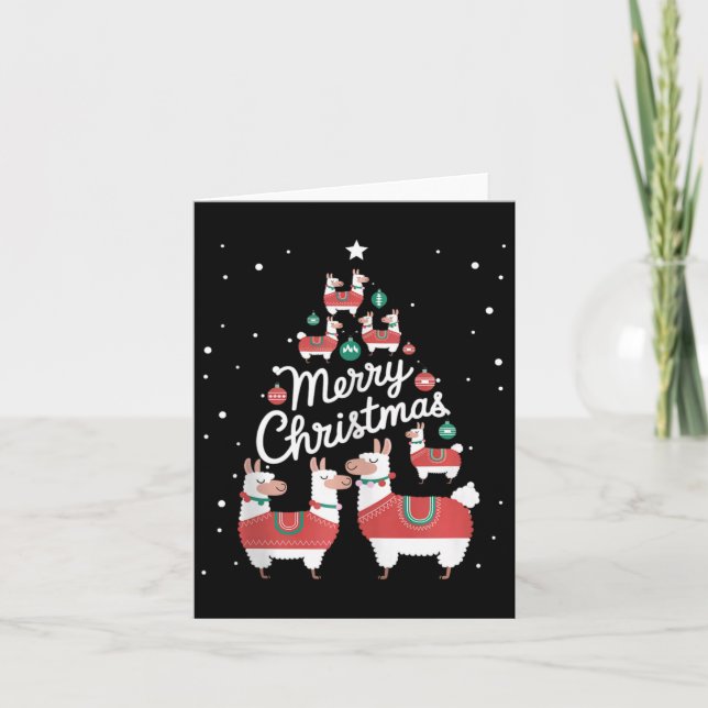 Lama Xmas Tree Llamas Christmas Tree  Card (Front)