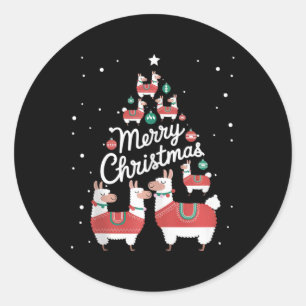 Lama Xmas Tree Llamas Christmas Tree  Classic Round Sticker