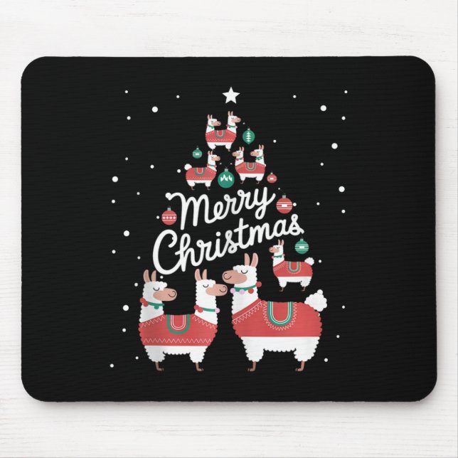 Lama Xmas Tree Llamas Christmas Tree  Mouse Mat (Front)