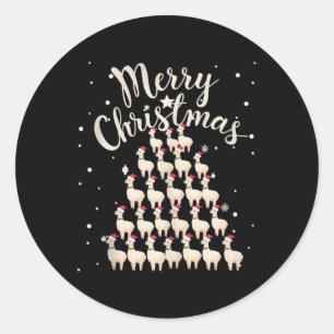 Lama Xmas Tree Llamas Christmas Tree Tank Top1 Classic Round Sticker