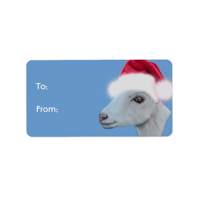 LaMancha Goat  Santa Goat Christmas Gift Tag (Front)
