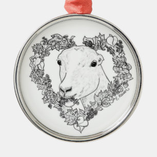 LaMancha Head in Heart Metal Tree Decoration