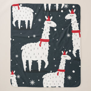 Lamas, hand drawn backdrop. Colorful seamless patt Sherpa Blanket