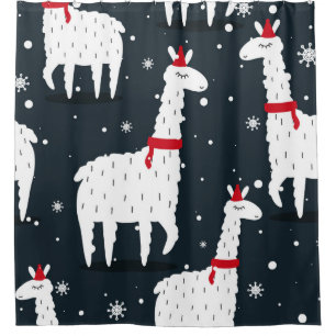 Lamas, hand drawn backdrop. Colorful seamless patt Shower Curtain