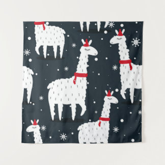 Lamas, hand drawn backdrop. Colourful seamless pat Tapestry