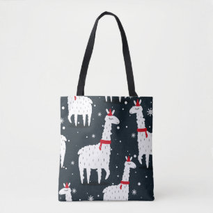 Lamas, hand drawn backdrop. Colourful seamless pat Tote Bag