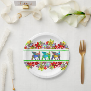 Lamassu in Colours Paper Plate
