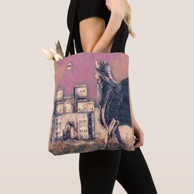 Lamassu & Ishtar Gate Tote Bag (Close Up)