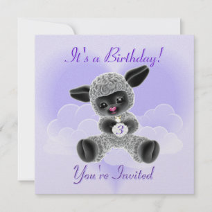 Lamb and Clouds Child's  Birthday  Invitation