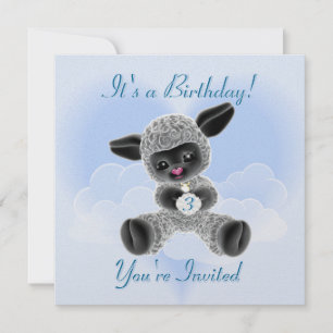 Lamb and Clouds Child's  Birthday  Invitation