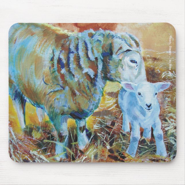 Lamb and sheep painting mouse mat (Front)