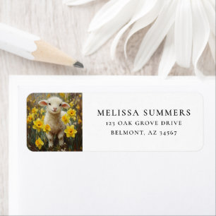 Lamb and Yellow Daffodil Flowers Farm Art