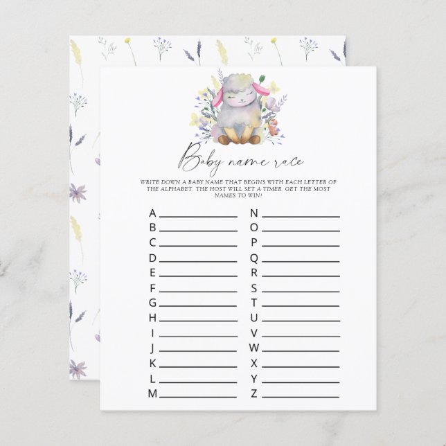 Lamb - Baby name race game (Front/Back)