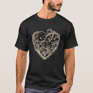 Lamb Baby Sheep Heart and Flowers Wildflowers T-Shirt