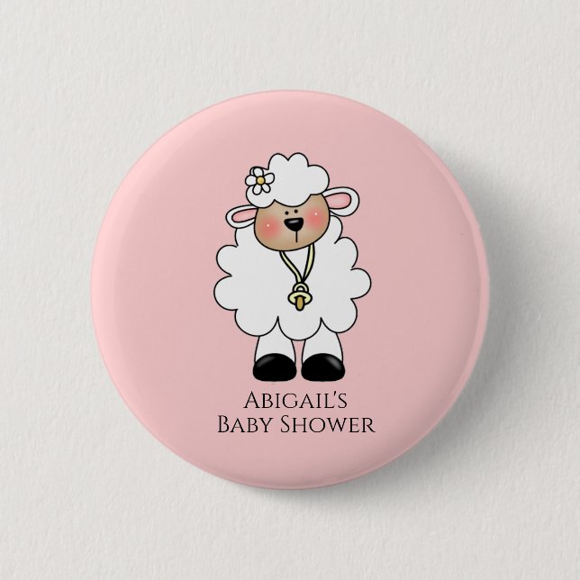 Lamb Baby Shower Favour 6 Cm Round Badge (Front)