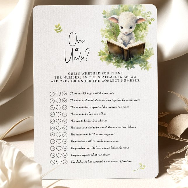 Lamb Baby Shower Game Over or Under? Invitation (Creator Uploaded)