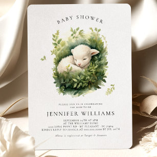 Lamb Baby Shower Gender Neutral Invitations 