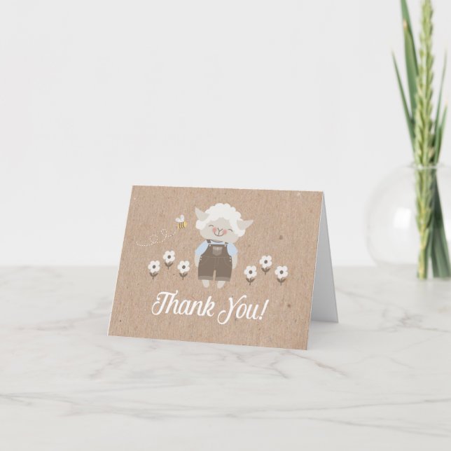Lamb Baby Shower Thank You Card (Front)